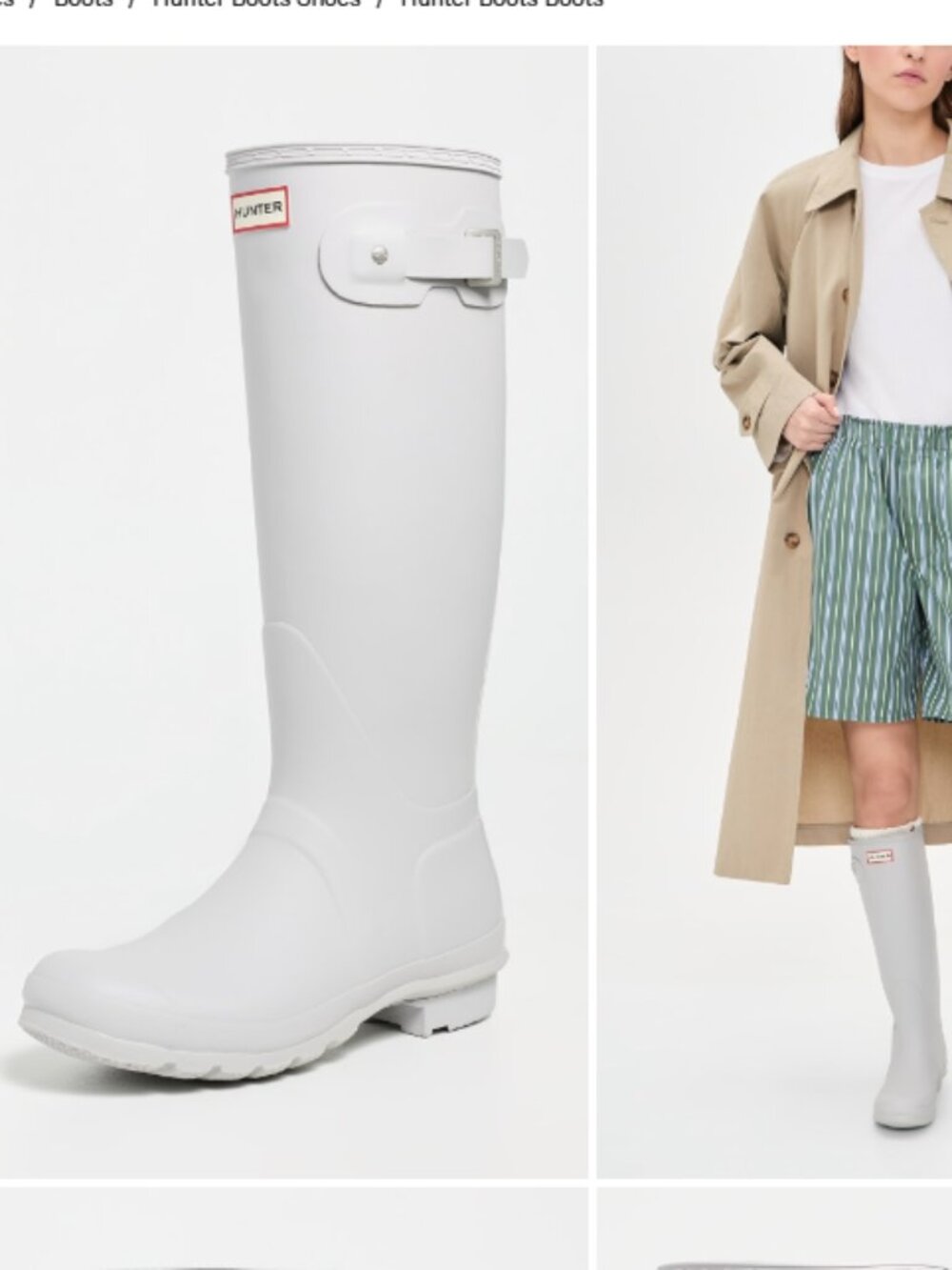 new HUNTER Original Tall Rain Boots Light Grey 10TM5 269 - Picture 10 of 11